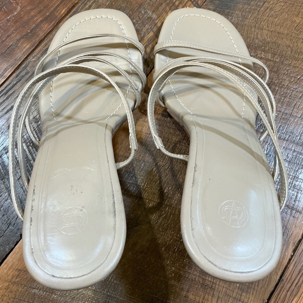 Massimo Dutti Beige Leather Strappy Heeled Sandals Women’s 39 (US 8.5)